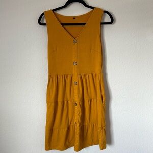 Women’s golden yellow dress with pockets